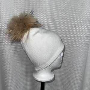 CHAOS merino wool blend knit‎ toque with genuine Fur pompon